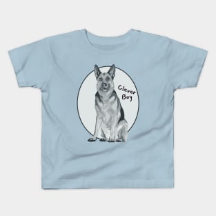 German Shepherd is a Clever Boy Kids T-Shirt